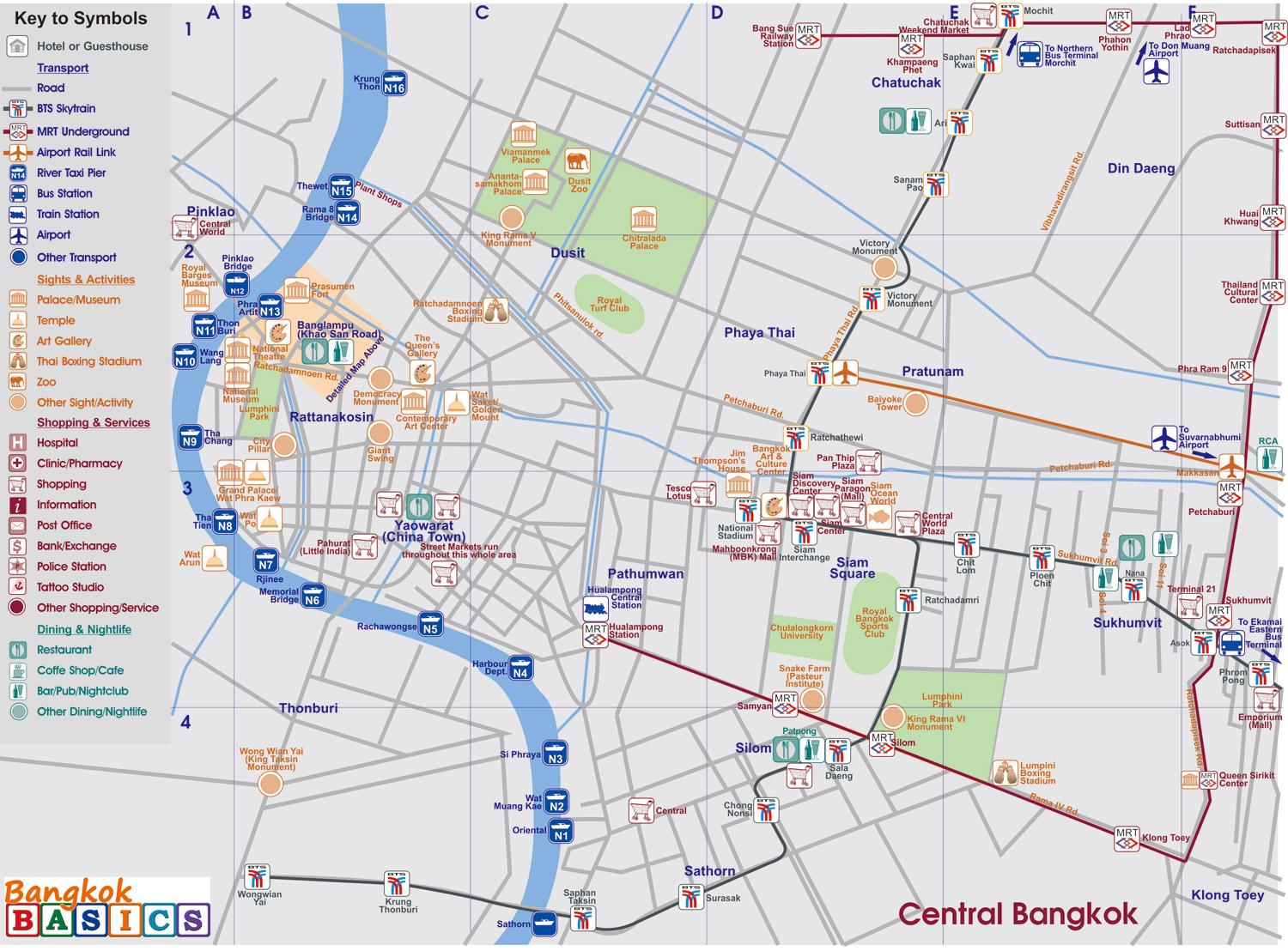 Карта бангкока с достопримечательностями