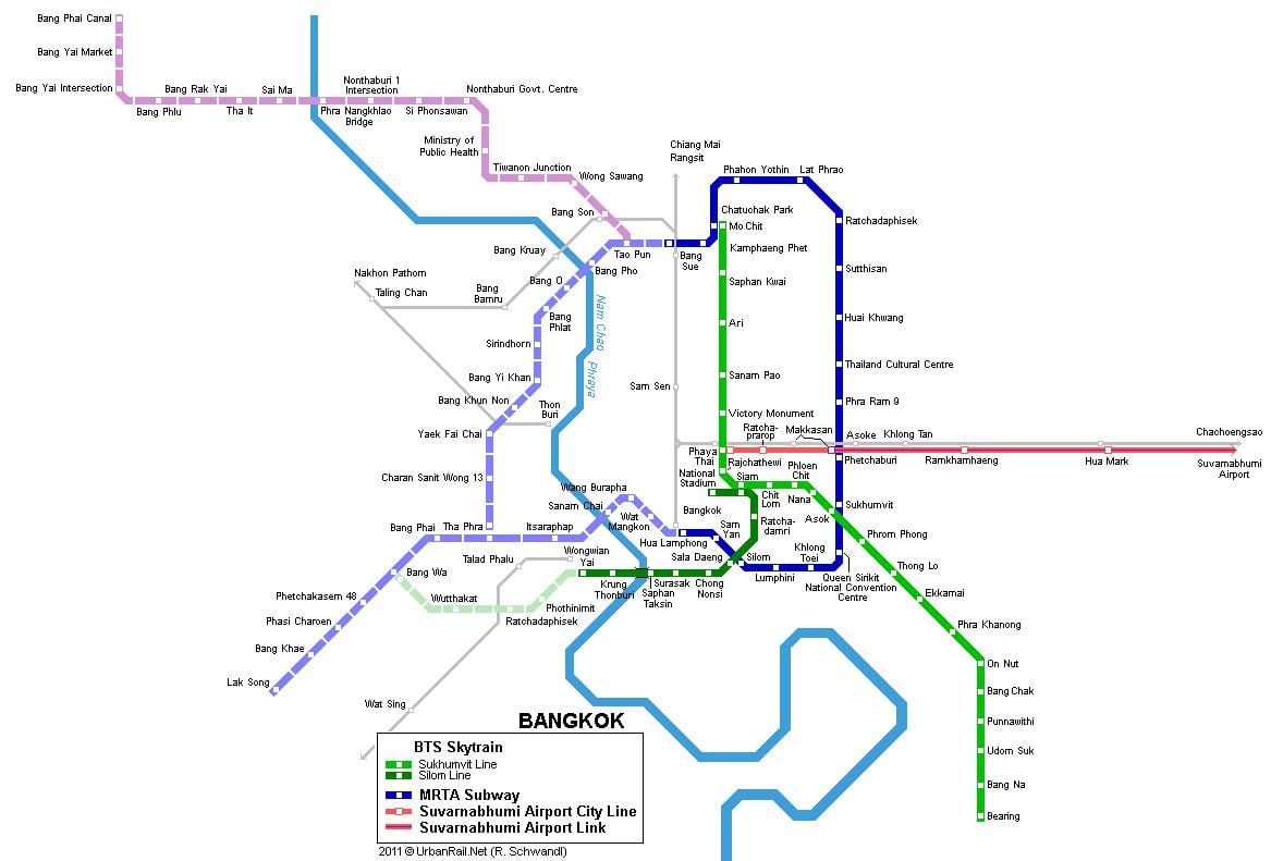 карта метро в Бангкоку, Таїланд