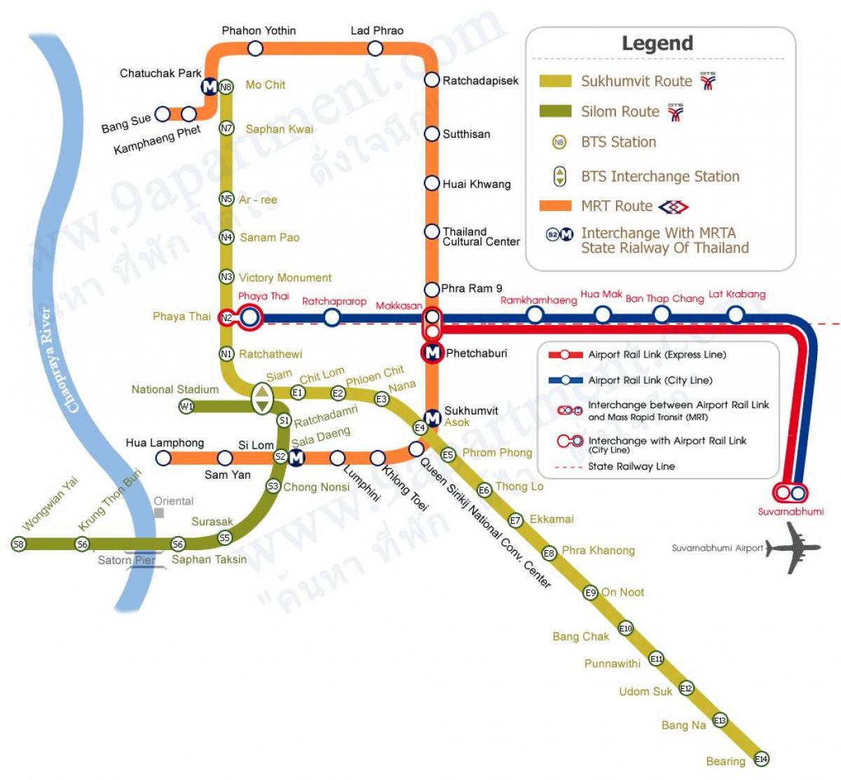 метро і BTS Бангкока карта