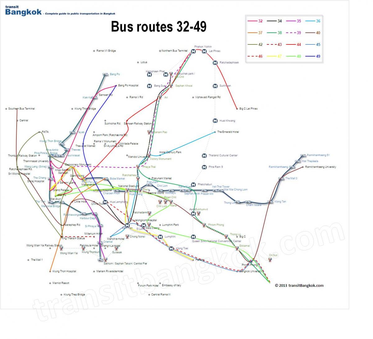 карта автобусних маршрутів Бангкока