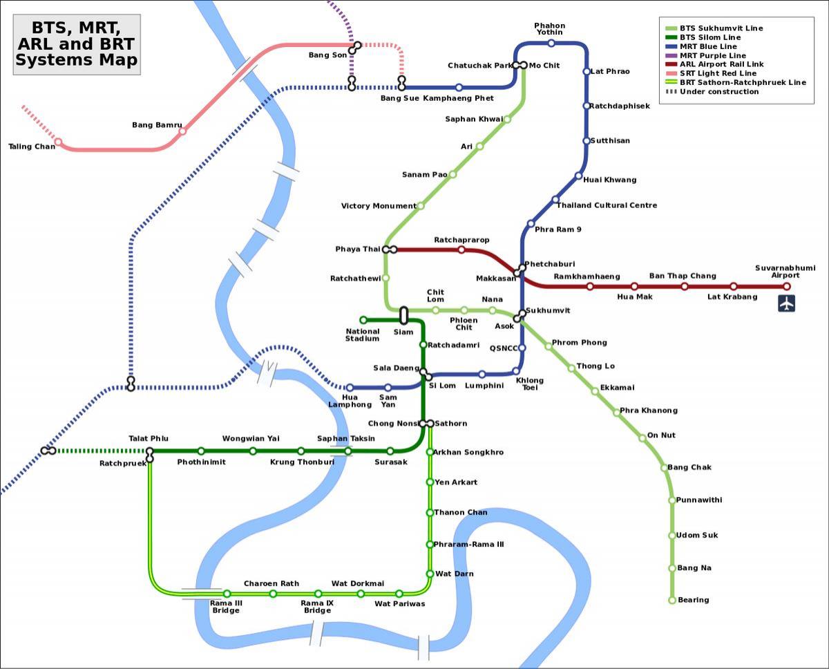 аеропорт залізничне карті Бангкока