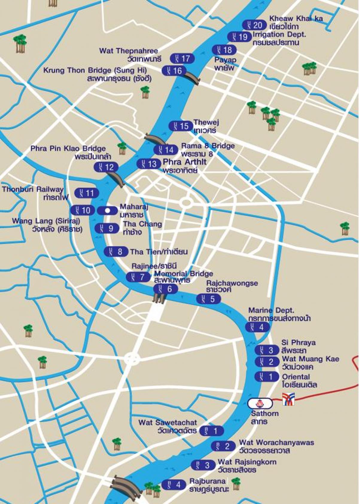 річкове таксі на карті Бангкока