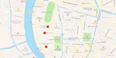 Карта храмів в Бангкоку