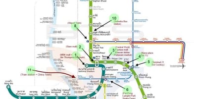 Карта Бангкока BTS карту з пам'ятками